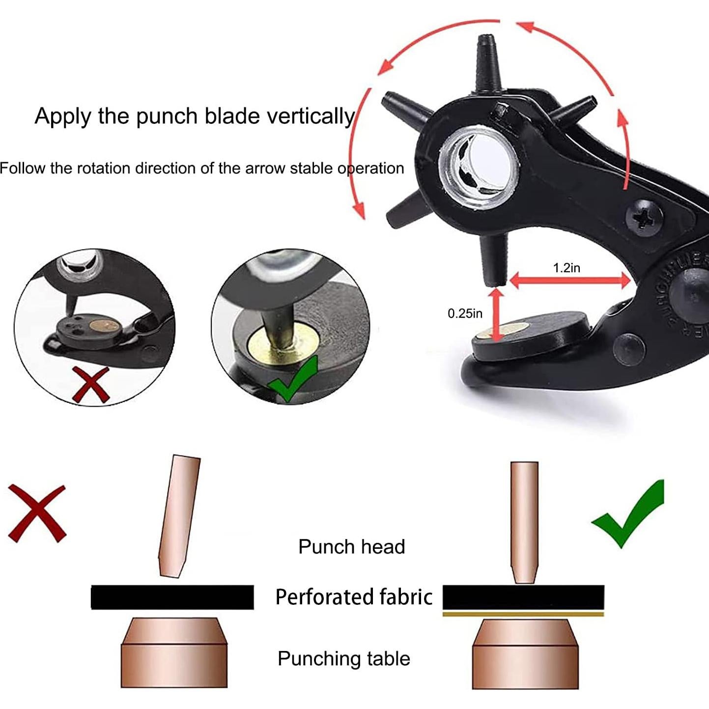 Perforadora de Agujeros de Cuero WDDBHSKN 6 Diámetros 2-4.5mm
