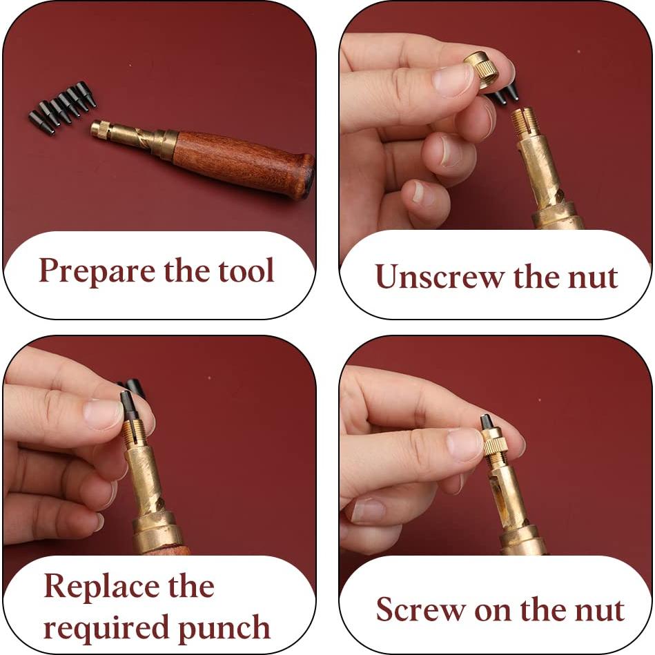 Perforadora de Agujeros de Cuero TLKKUE Ajustable 6 Tamaños