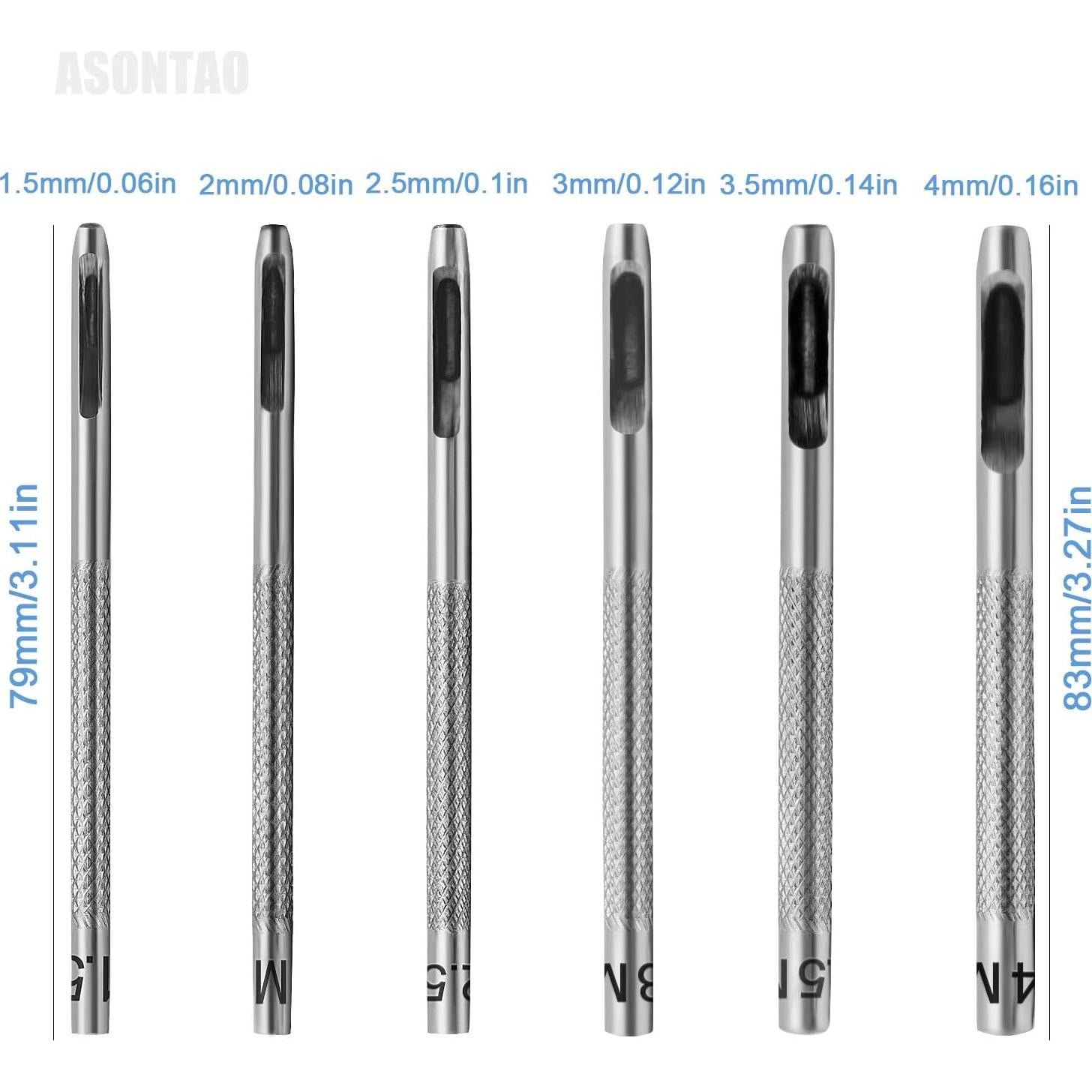 Juego de 6 Troqueladores de Cuero ASONTAO 1.5-4mm Manual