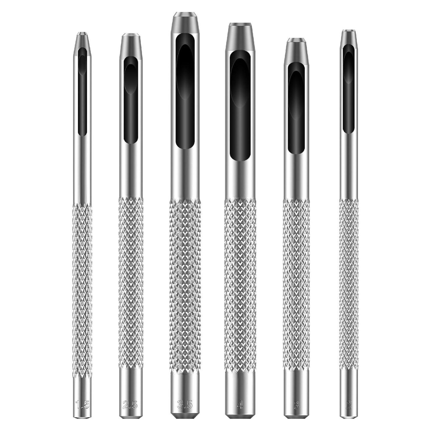 Juego de Punch de Agujeros de Cuero UNCO 6 Piezas Acero 1.5-4mm