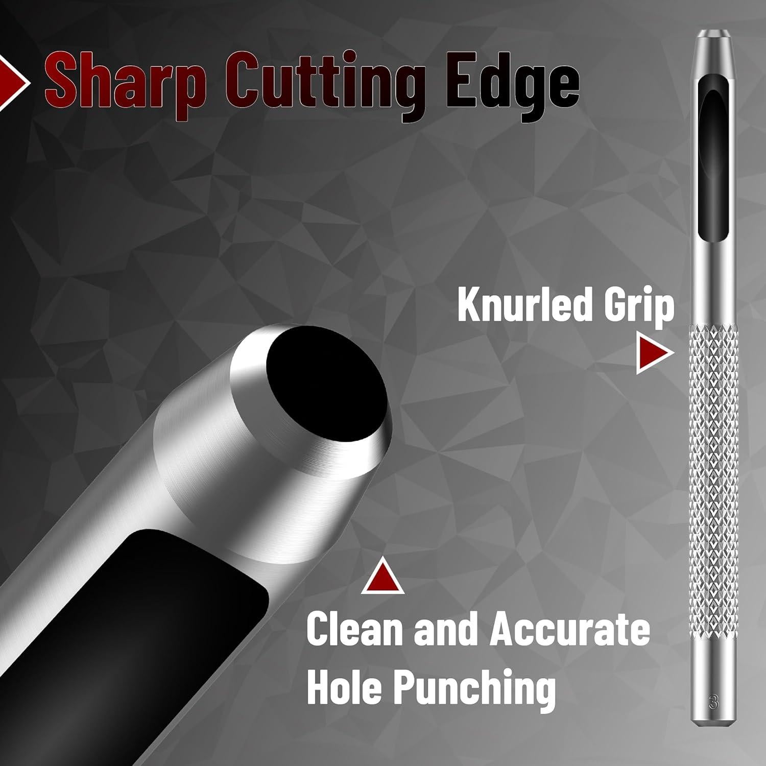 Juego de Punch de Agujeros de Cuero UNCO 6 Piezas Acero 1.5-4mm