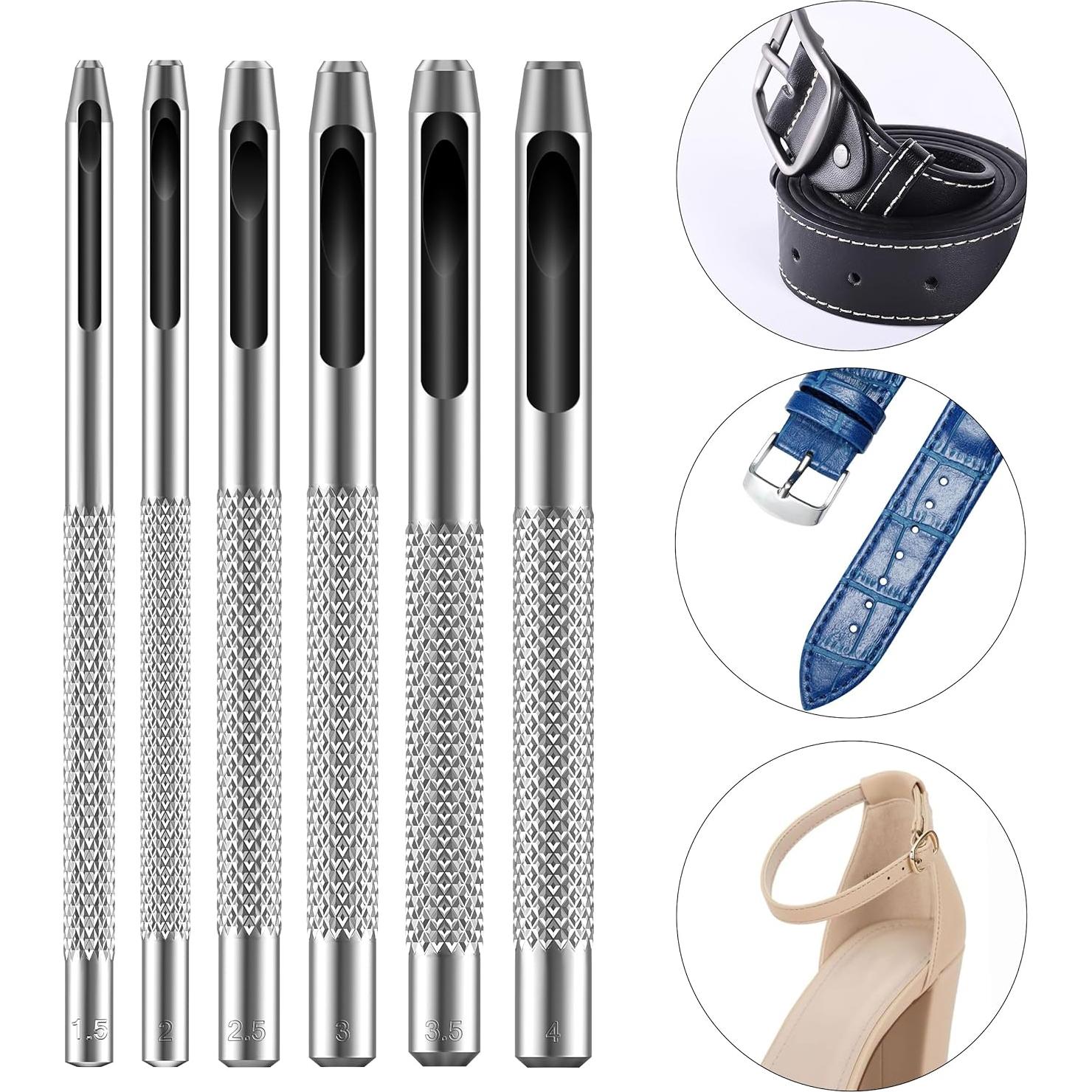 Juego de Punch de Agujeros de Cuero UNCO 6 Piezas Acero 1.5-4mm