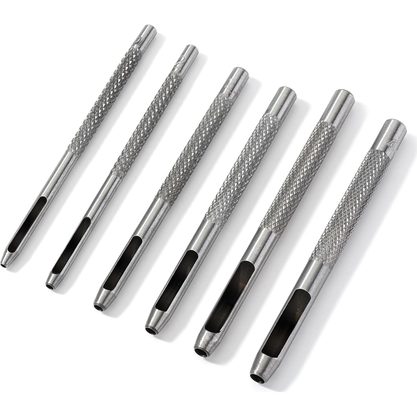 Juego de Punch de Agujeros de Cuero UNCO 6 Piezas Acero 1.5-4mm