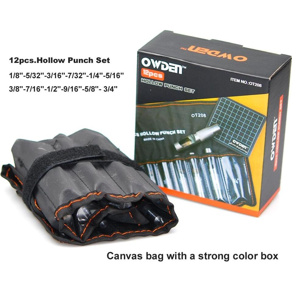 Set de Punzones de Cuero OWDEN 12 Piezas con Mate de Corte