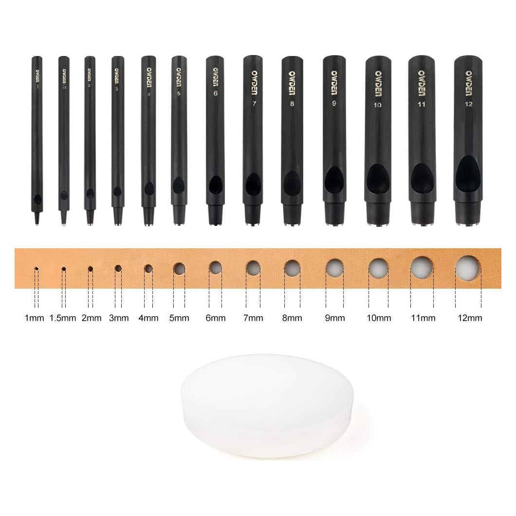 Juego de Punch de Agujeros de Cuero OWDEN 13 Piezas 1-12mm