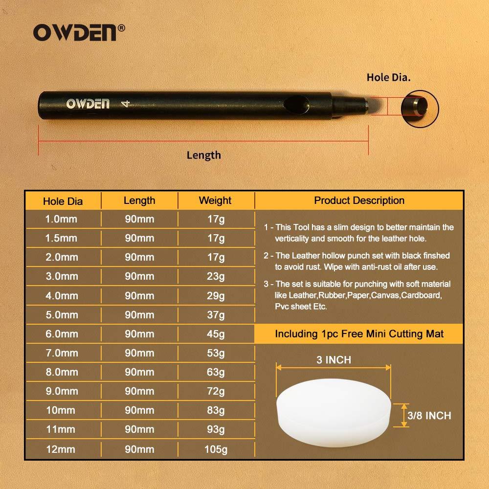 Juego de Punch de Agujeros de Cuero OWDEN 13 Piezas 1-12mm