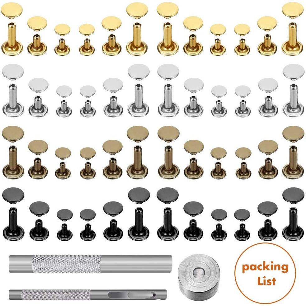 Kit de Remaches de Cuero Selizo 480 Piezas 4 Colores 3 Tamaños