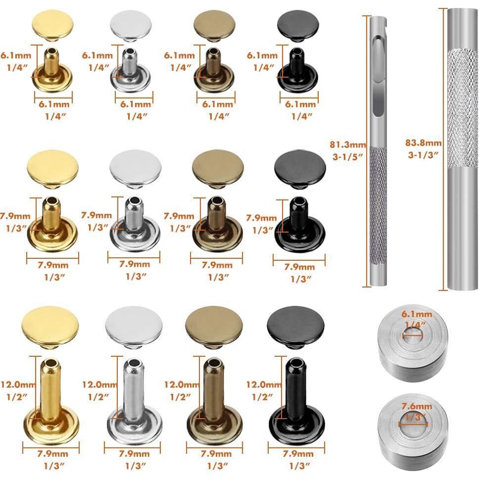 Kit de Remaches de Cuero Selizo 480 Piezas 4 Colores 3 Tamaños