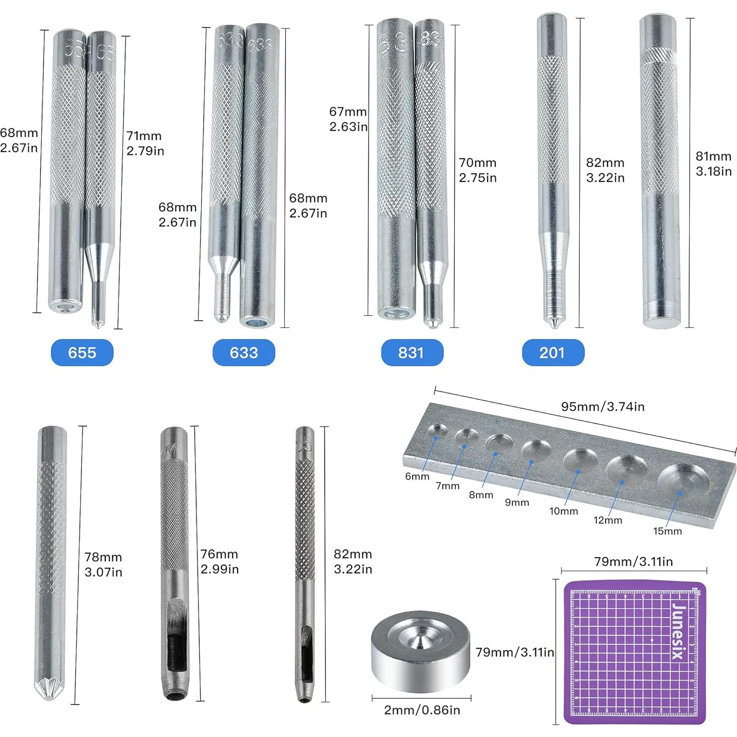 Kit de Colocación de Remaches 14 Pcs Worldity Acero Inoxidable