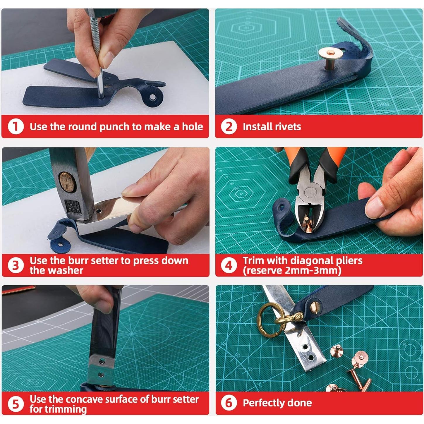 Kit de Remaches de Cobre JUNESunShine 40 Piezas para Cuero