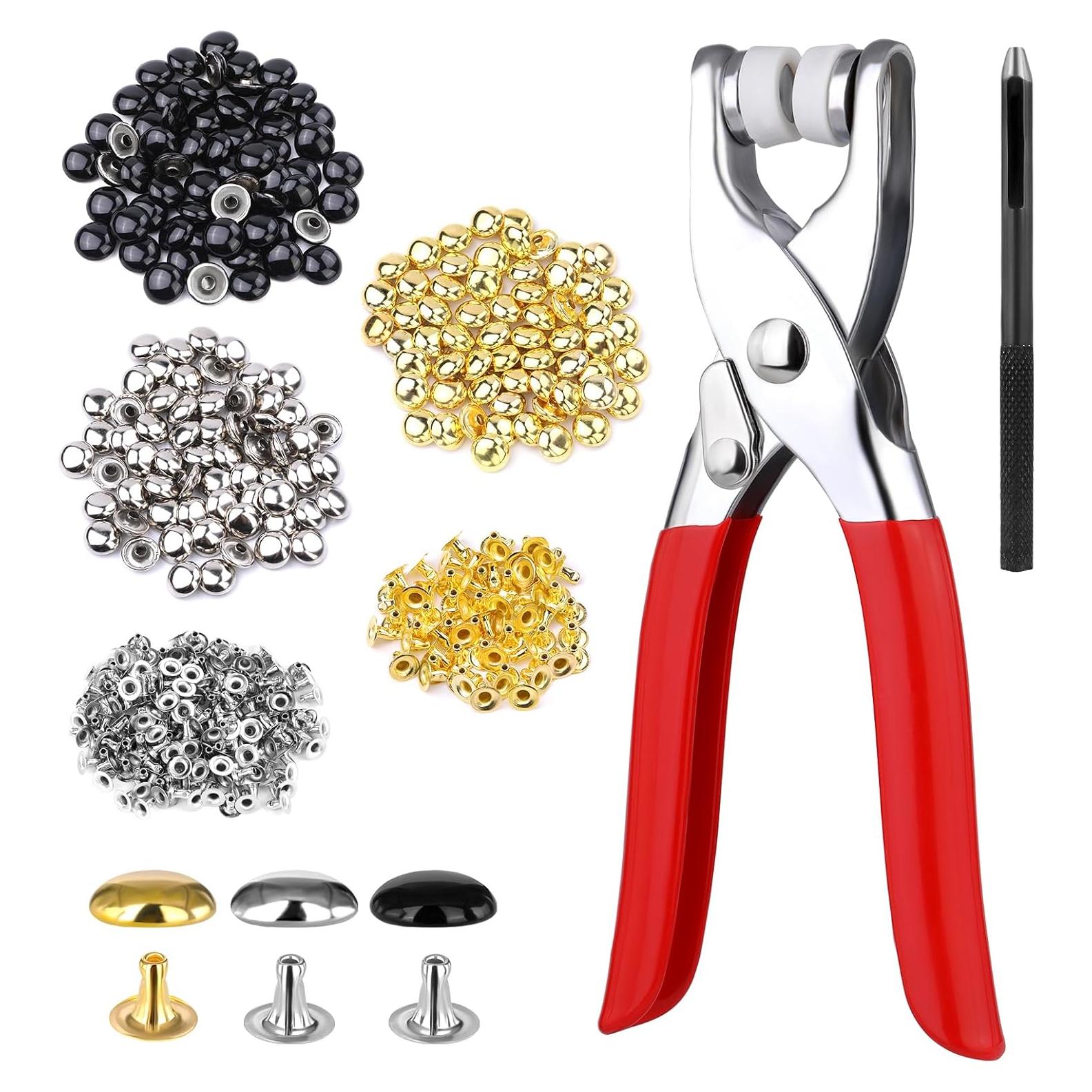 180 Remaches de Cuero 10mm Kogyxe - 3 Colores + Herramientas