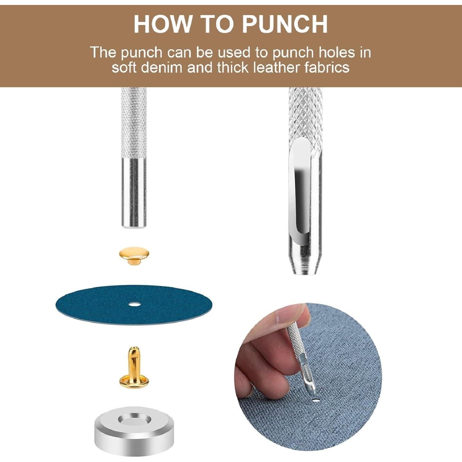 Kit de Remaches de Cuero Siziviki - 480 Piezas, 4 Colores, 3 Tamaños