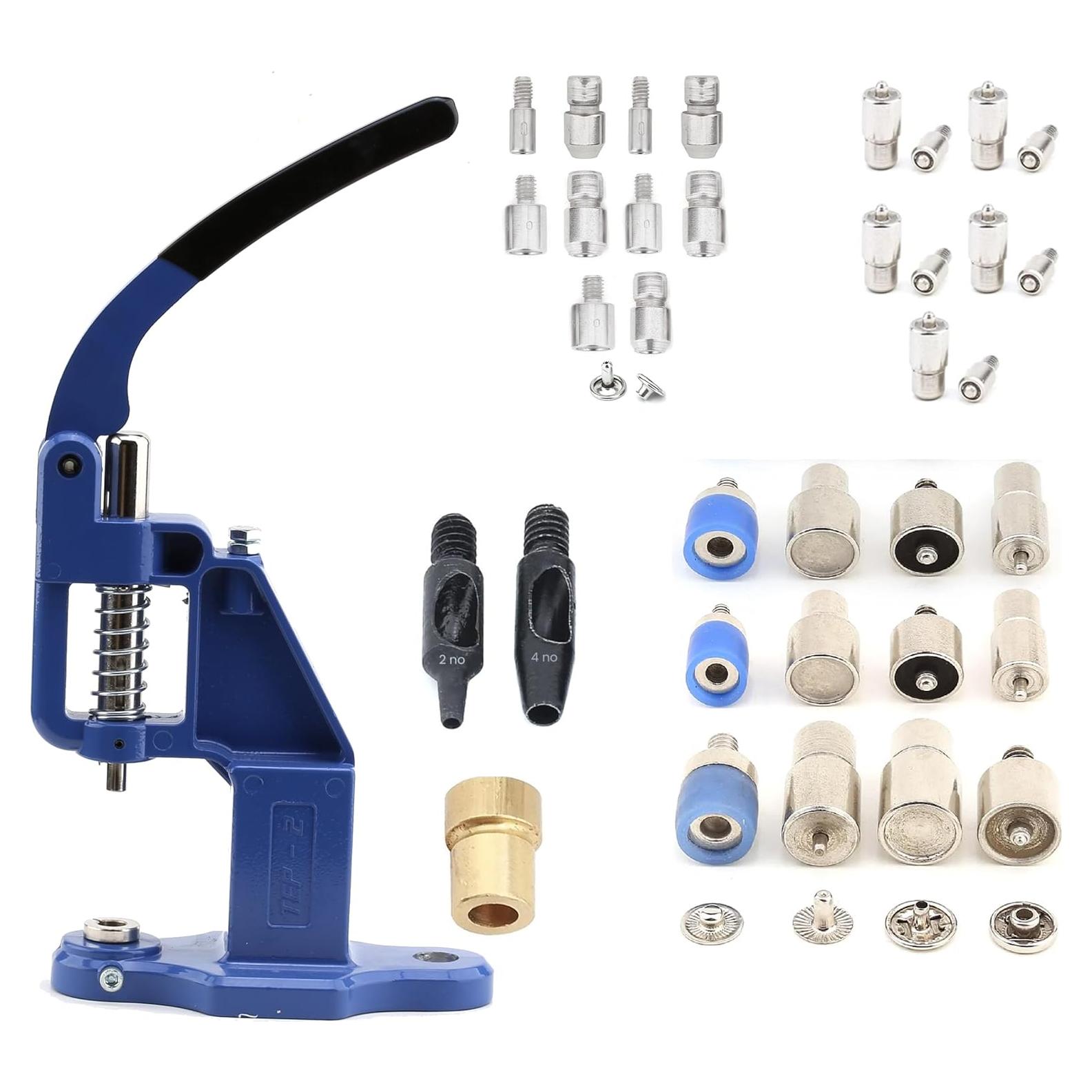 Máquina de Prensa Manual DZNTOOLS con 17 Troqueles para Botones y Remaches