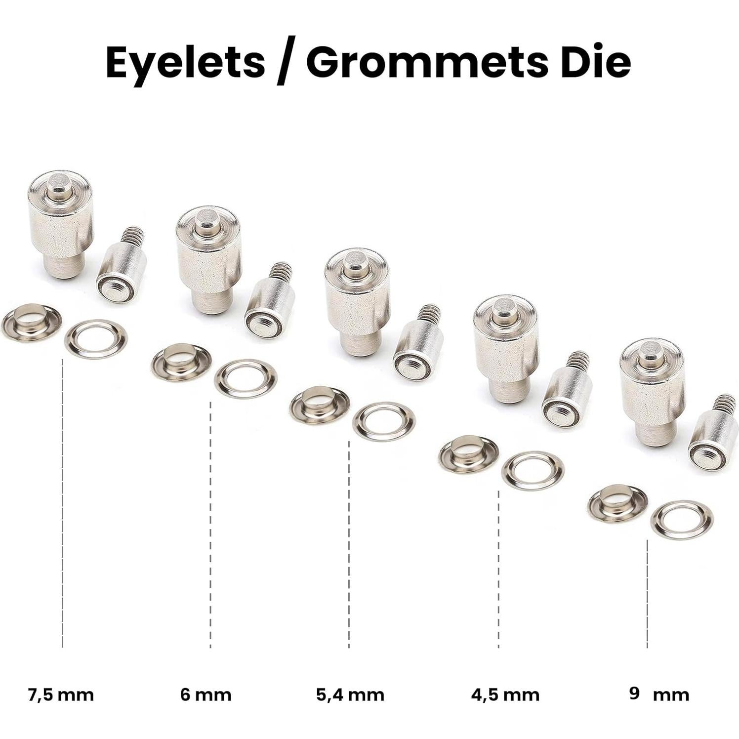 Máquina de Prensa Manual DZNTOOLS con 17 Troqueles para Botones y Remaches