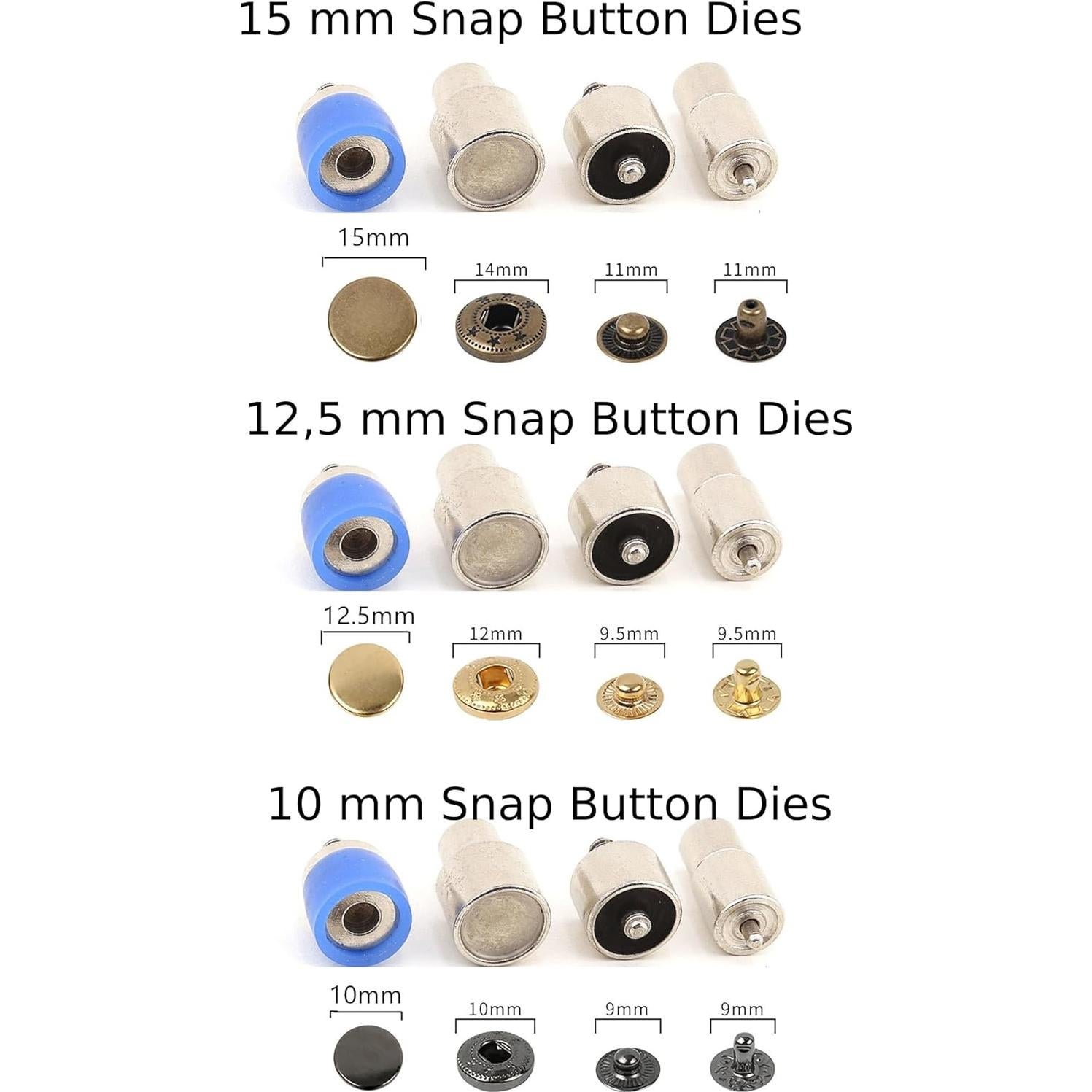 Máquina de Prensa Manual DZNTOOLS con 17 Troqueles para Botones y Remaches