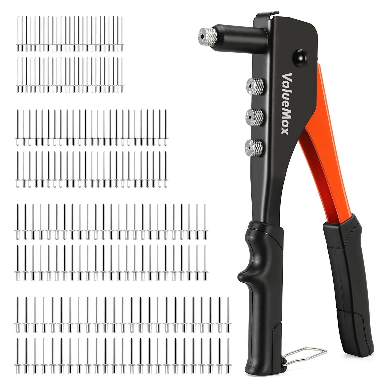 Remachadora de Mano ValueMax 4-en-1 con 200 Remaches 2.4-4.8mm
