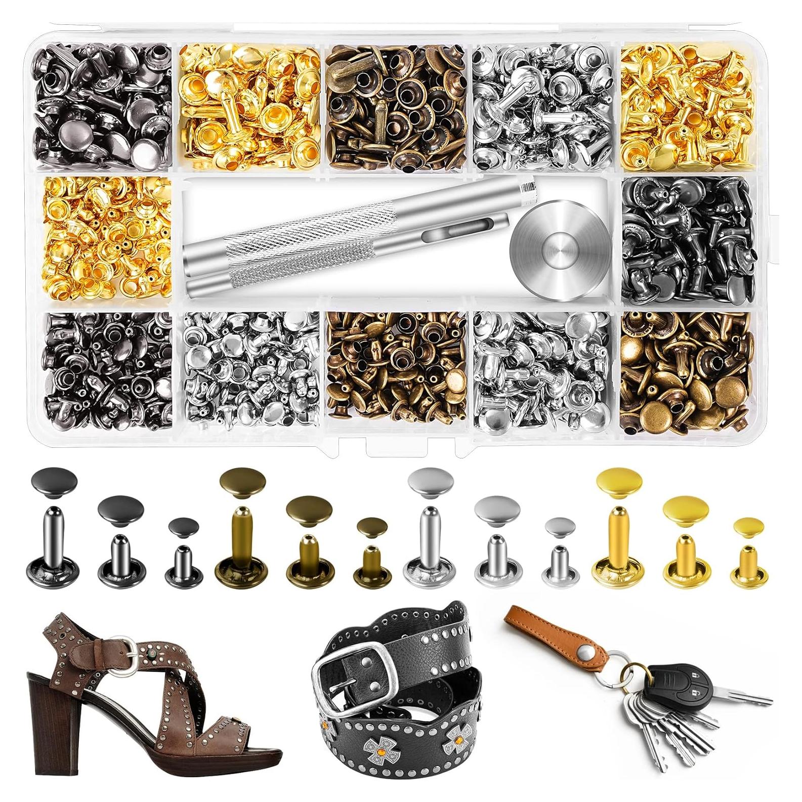 Kit de Remaches de Cuero JETMORE 420 Piezas 4 Colores 3 Tamaños