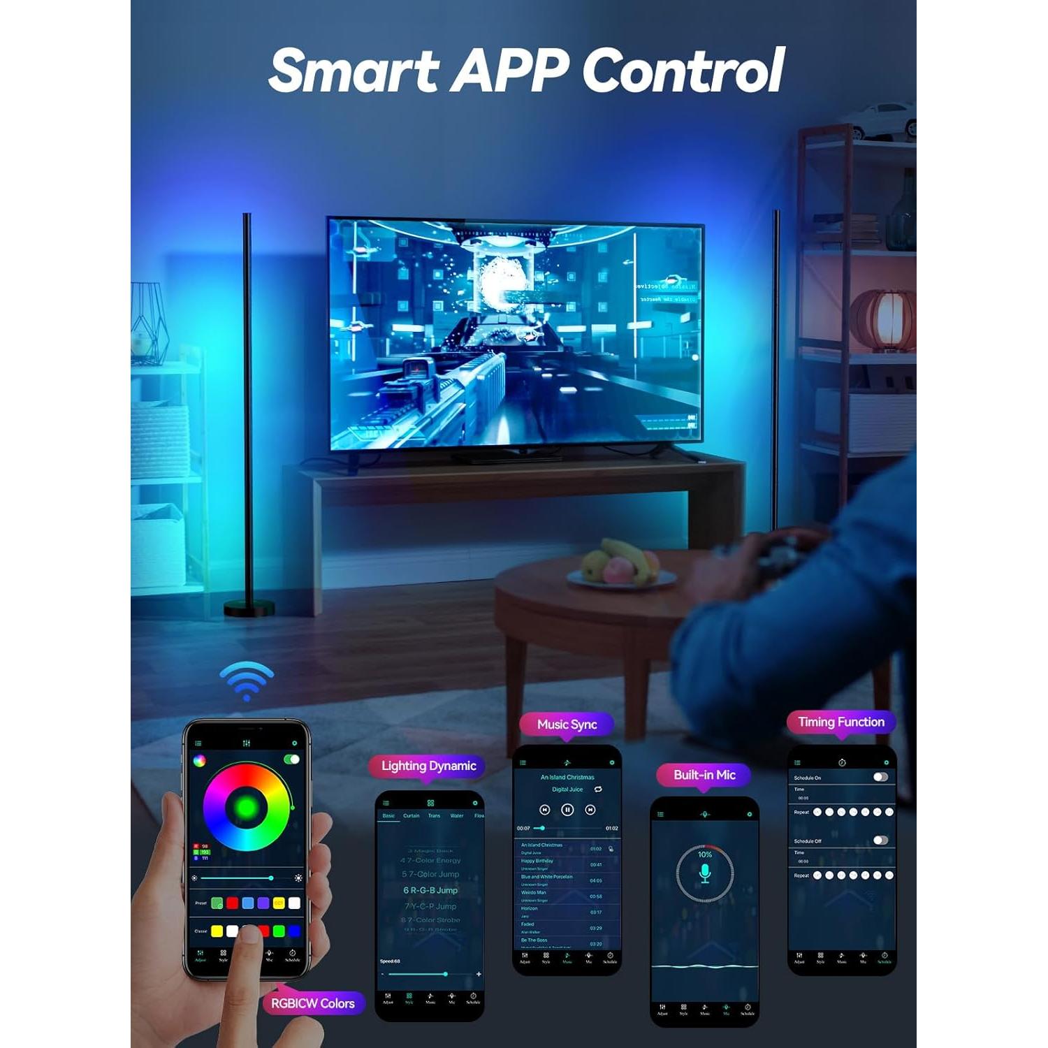 Lámpara LED de Esquina BrilliLux RGBICW 16 Millones de Colores