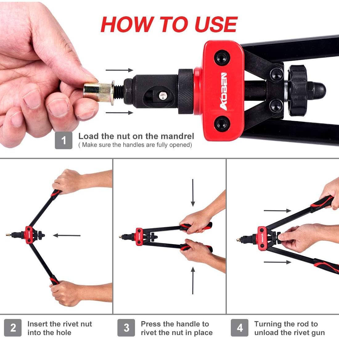 Kit de Herramienta de Tuerca Remachada AOBEN 14" Profesional