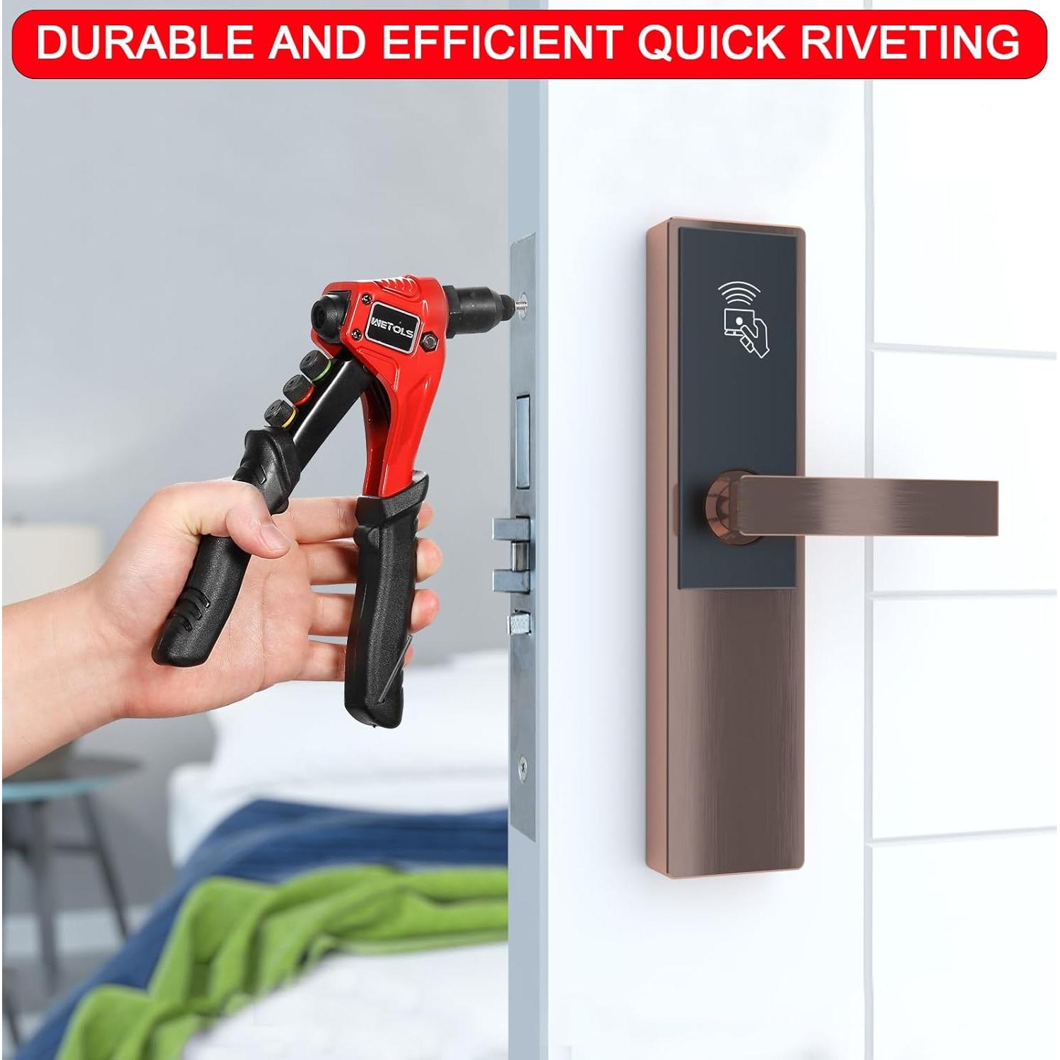 Kit de Remachadora Manual WETOLS con 200 Remaches y Estuche