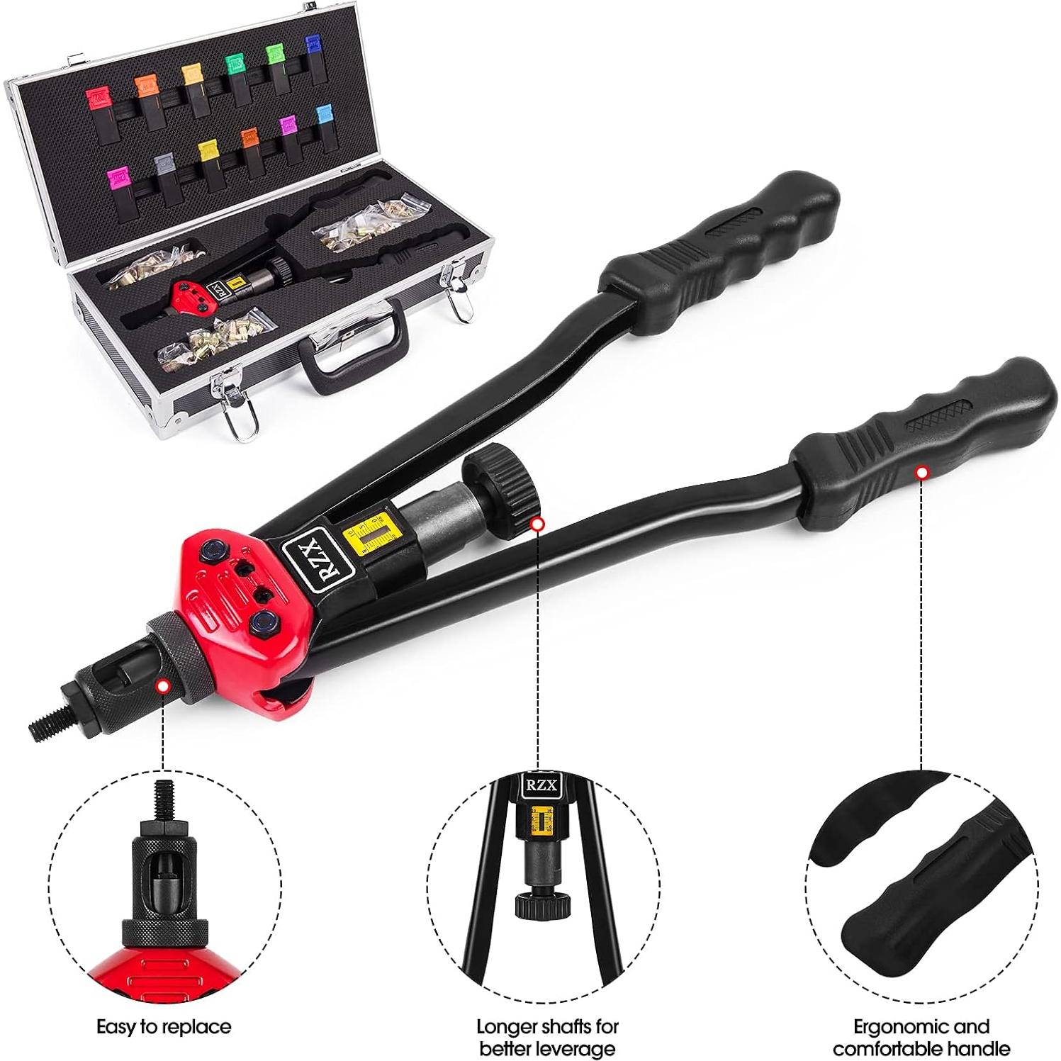 Herramienta de Tuerca Remachada RZX 16" Profesional con 12 Mandriles