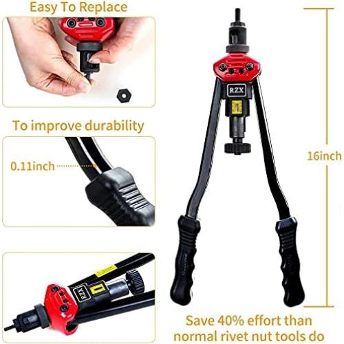 Herramienta de Tuerca Remachada RZX 16" Profesional con 12 Mandriles
