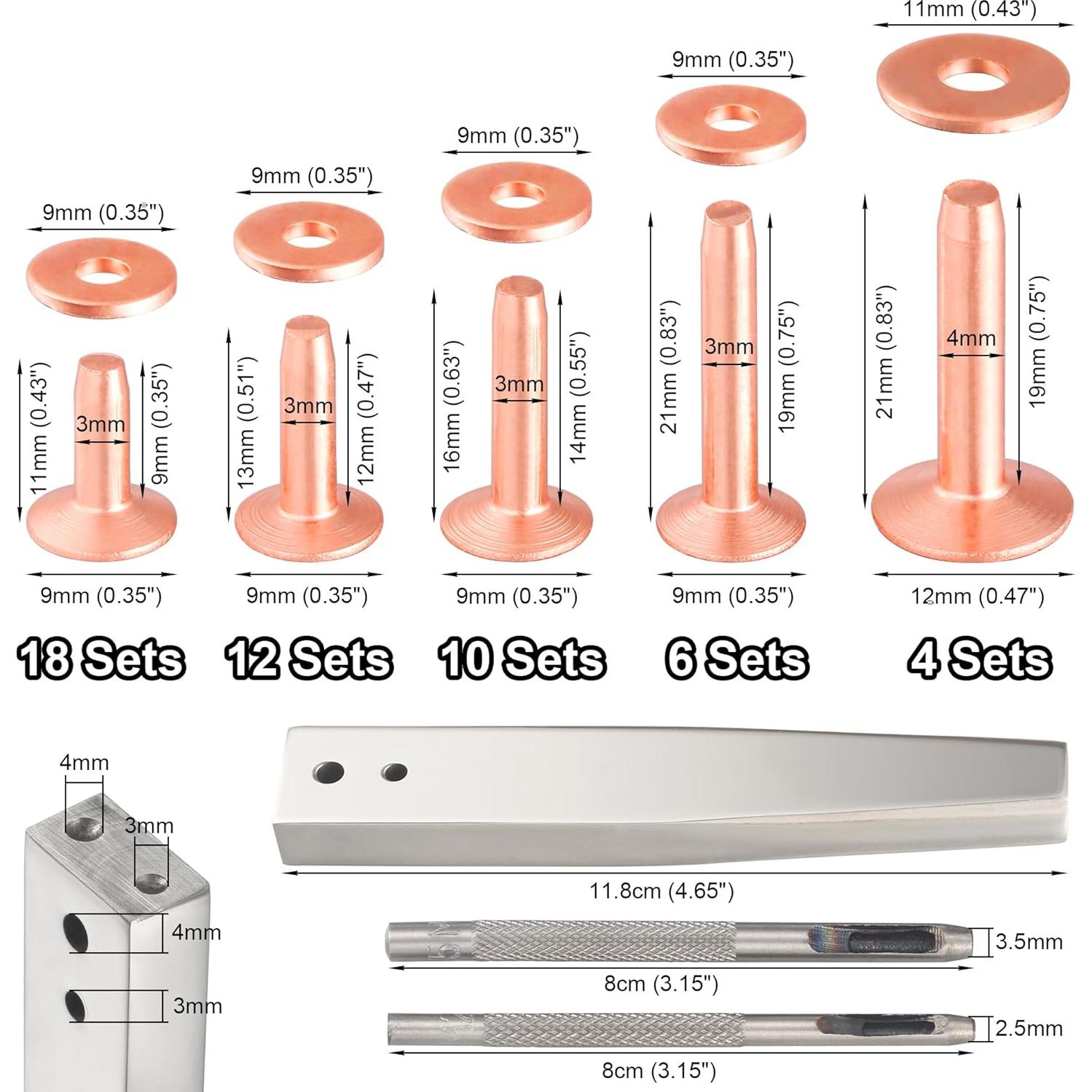 Kit de Remaches de Cobre Notgia 50 Sets para Cuero