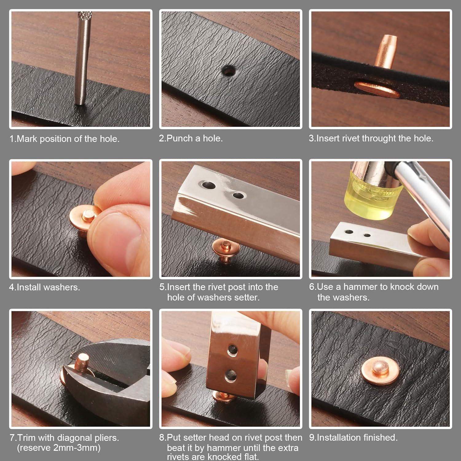 Kit de Remaches de Cobre Notgia 50 Sets para Cuero