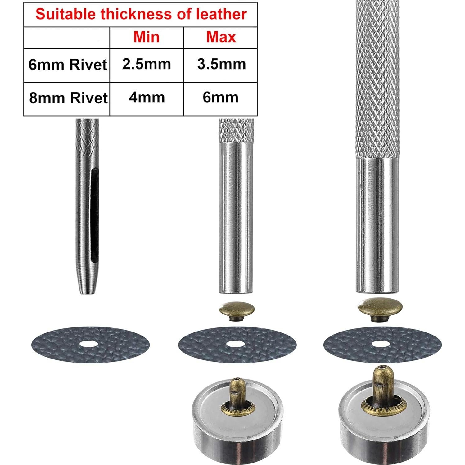 Kit de Remaches de Cuero YORANYO 640 Piezas 2 Tamaños 4 Colores