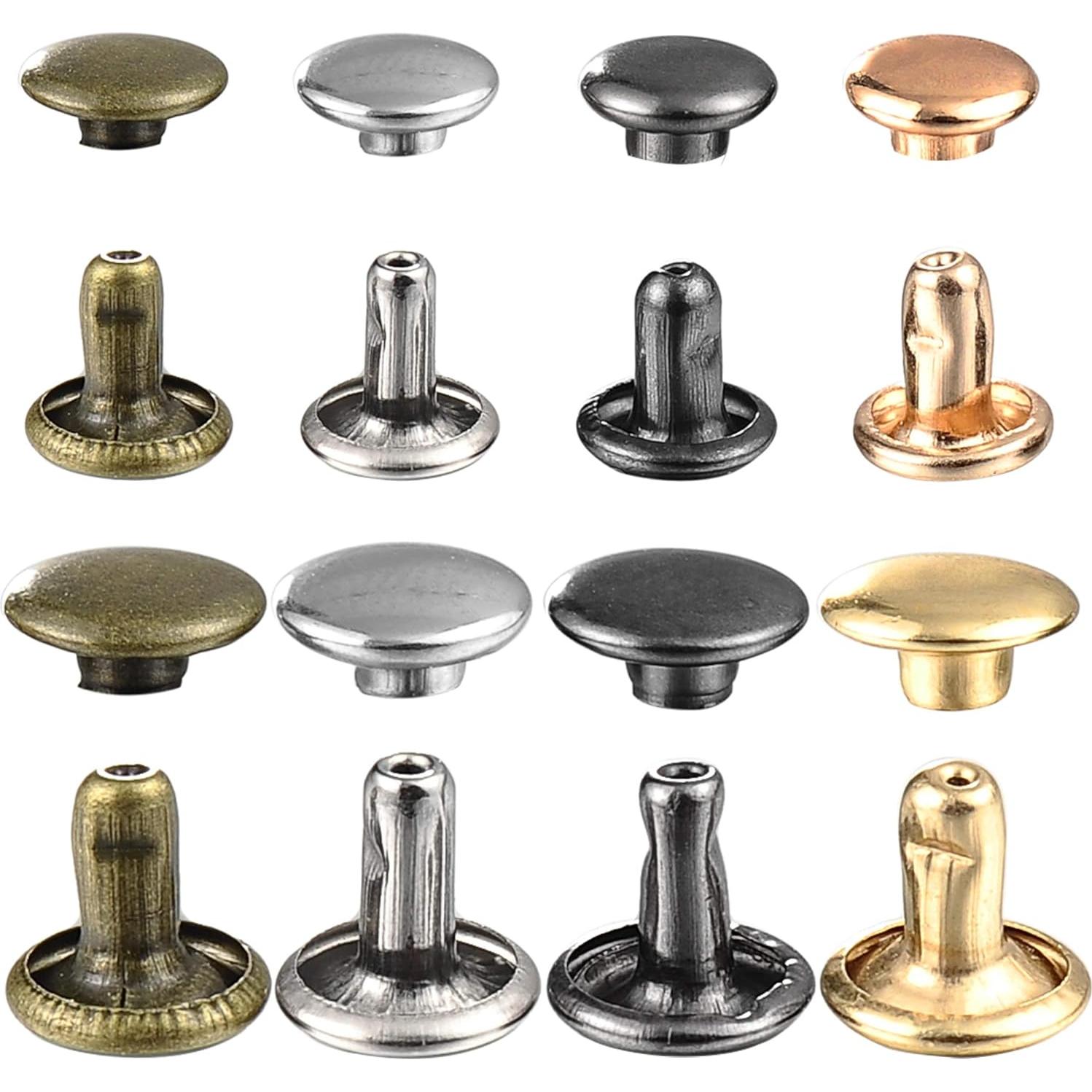 Kit de Remaches de Cuero YORANYO 640 Piezas 2 Tamaños 4 Colores