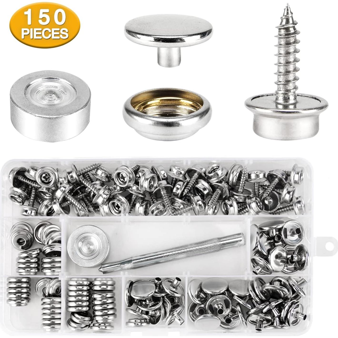 Kit de Botones de Lona CENOZ 150 PCS Acero Inoxidable 9.53 mm