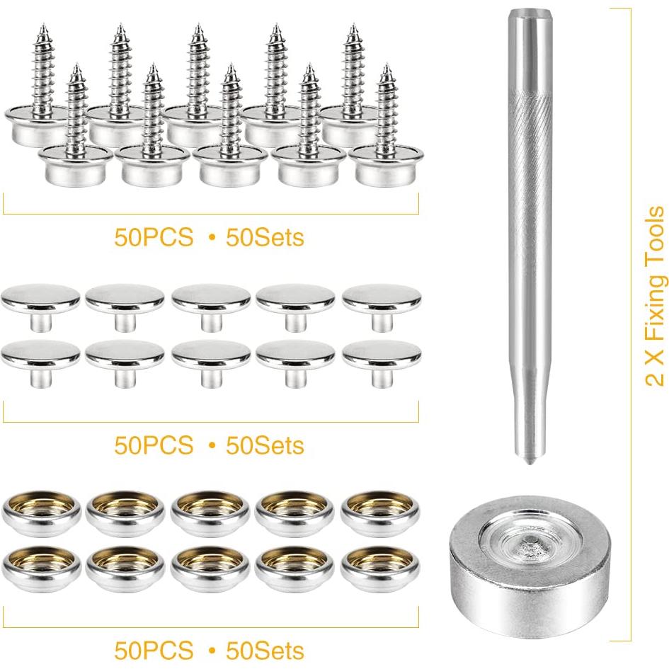 Kit de Botones de Lona CENOZ 150 PCS Acero Inoxidable 9.53 mm