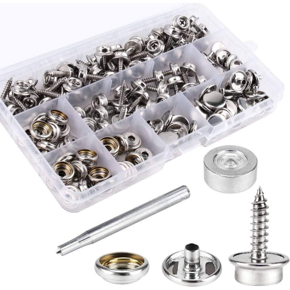 Kit de Botones de Lona CENOZ 150 PCS Acero Inoxidable 9.53 mm