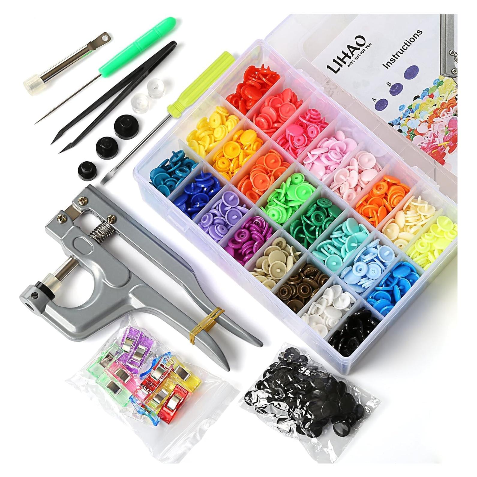 LIHAO Kit de Broches y Pinzas de Coser - 375 Botones T5