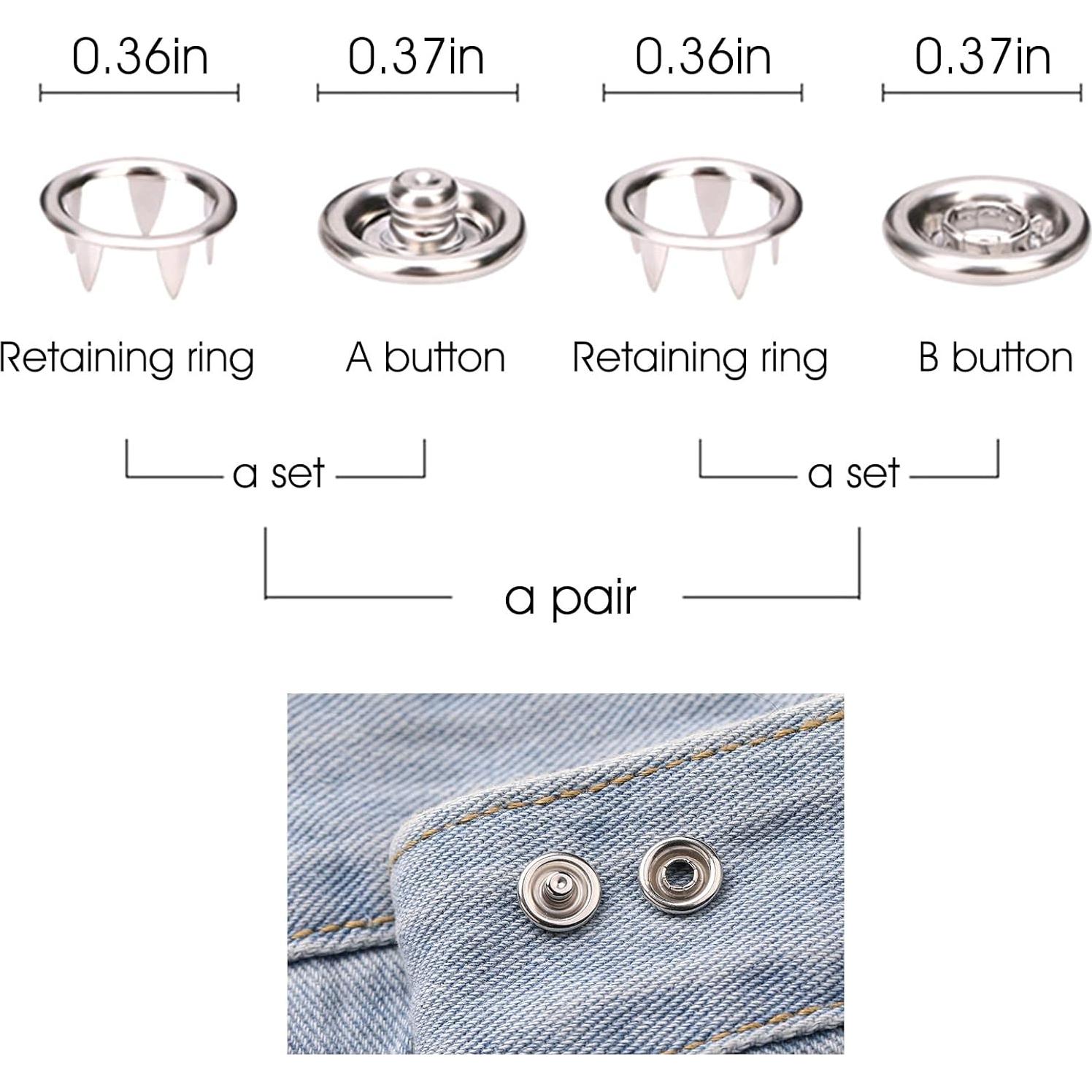 Kit de Botones de Metal GTAAOY 100 Piezas 9.5mm para Costura