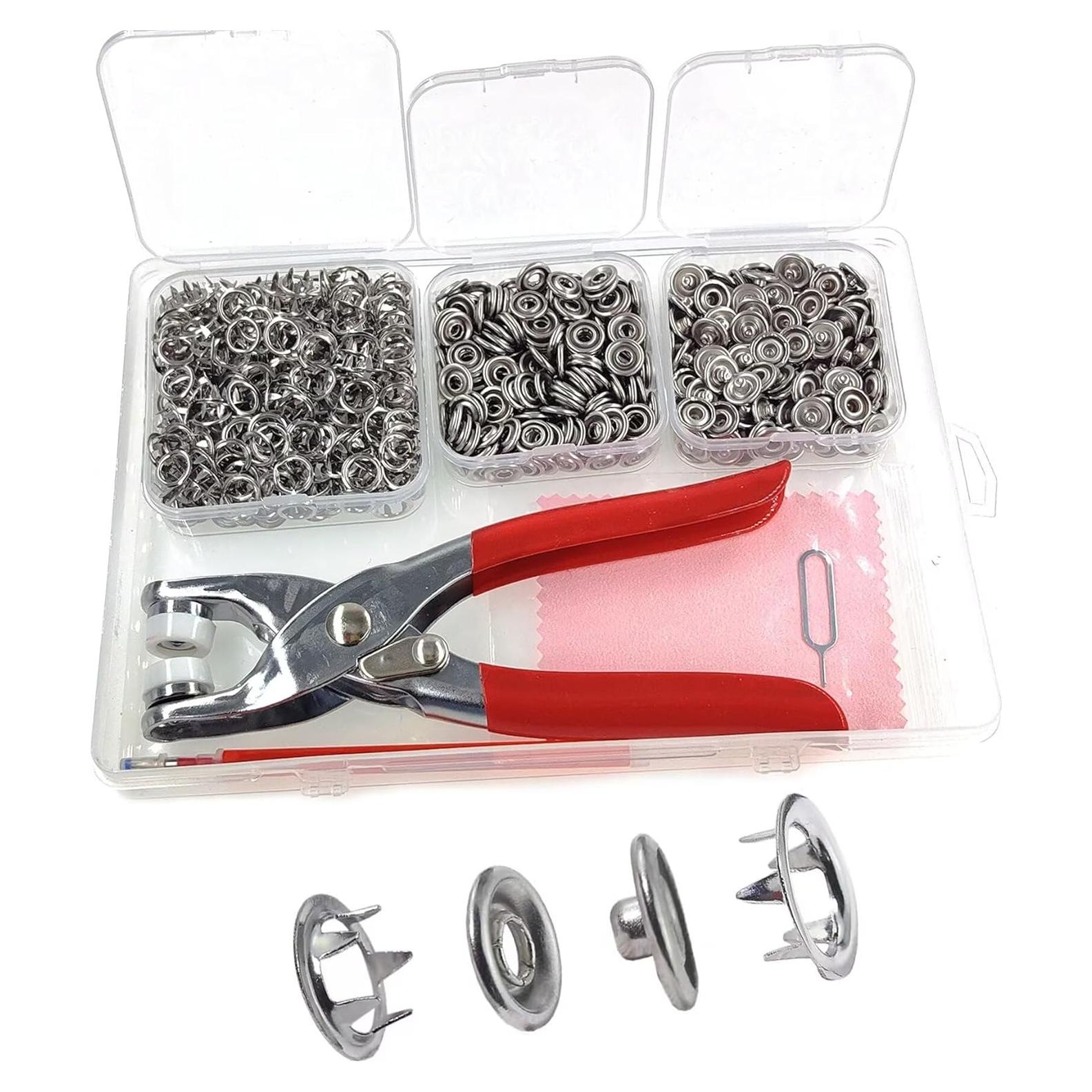 Kit de Botones a Presión KAXIMON 200 Conjuntos 9.5mm Acero Inoxidable