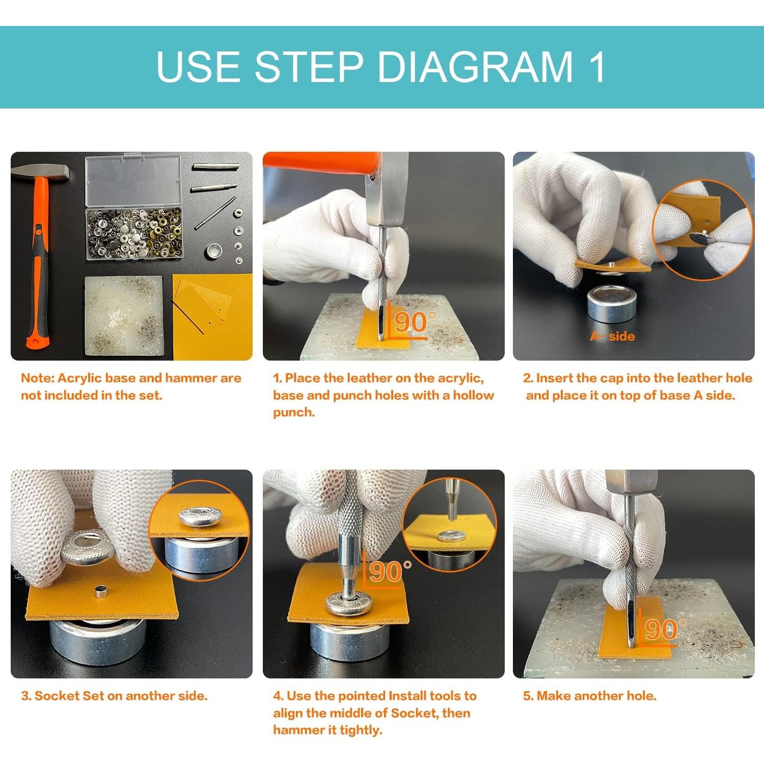 Kit de 45 Conectores de Presión XRIHSNAVI 15mm Acero Inoxidable