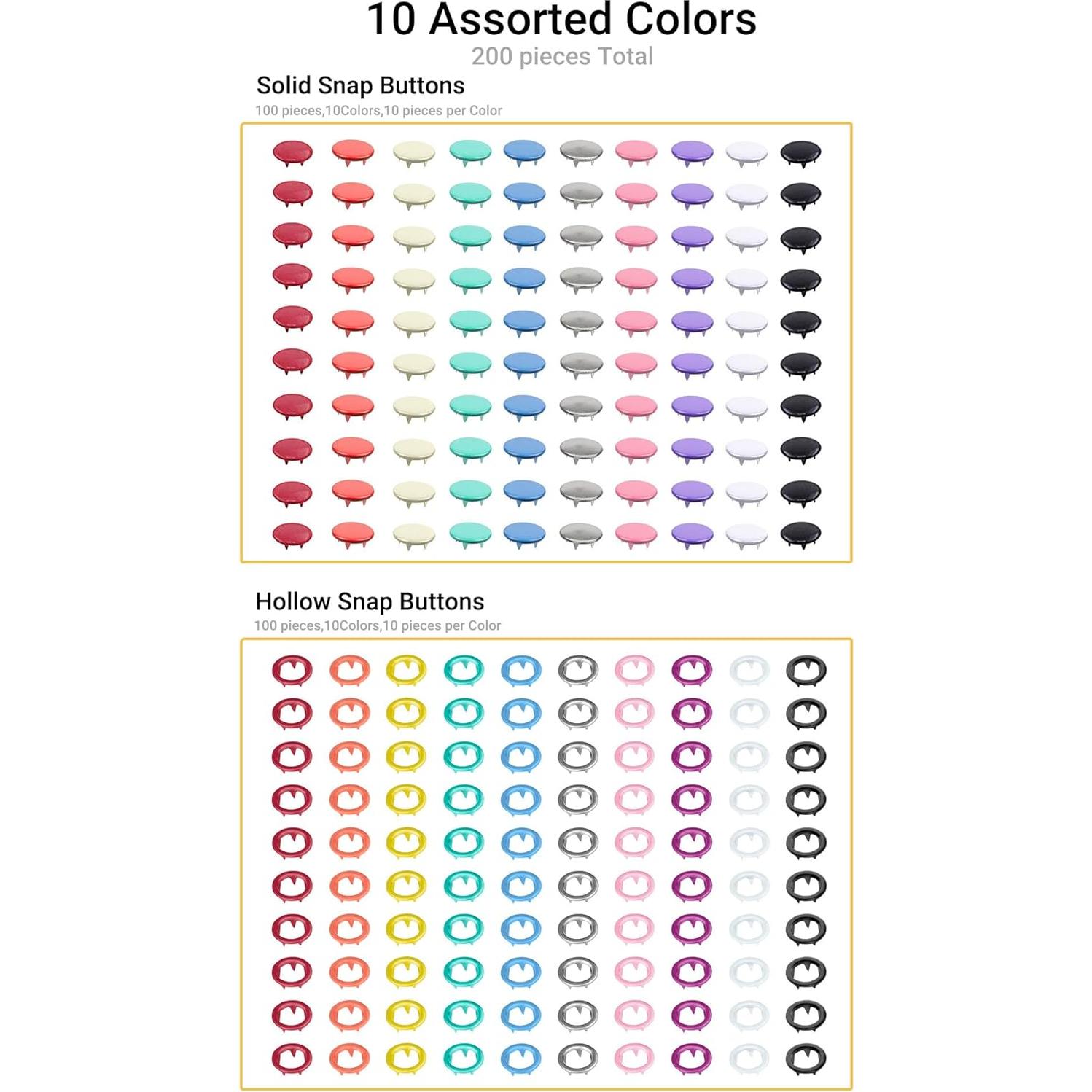 Kit de 200 Botones de Presión de Metal Forimaluence 9.5mm