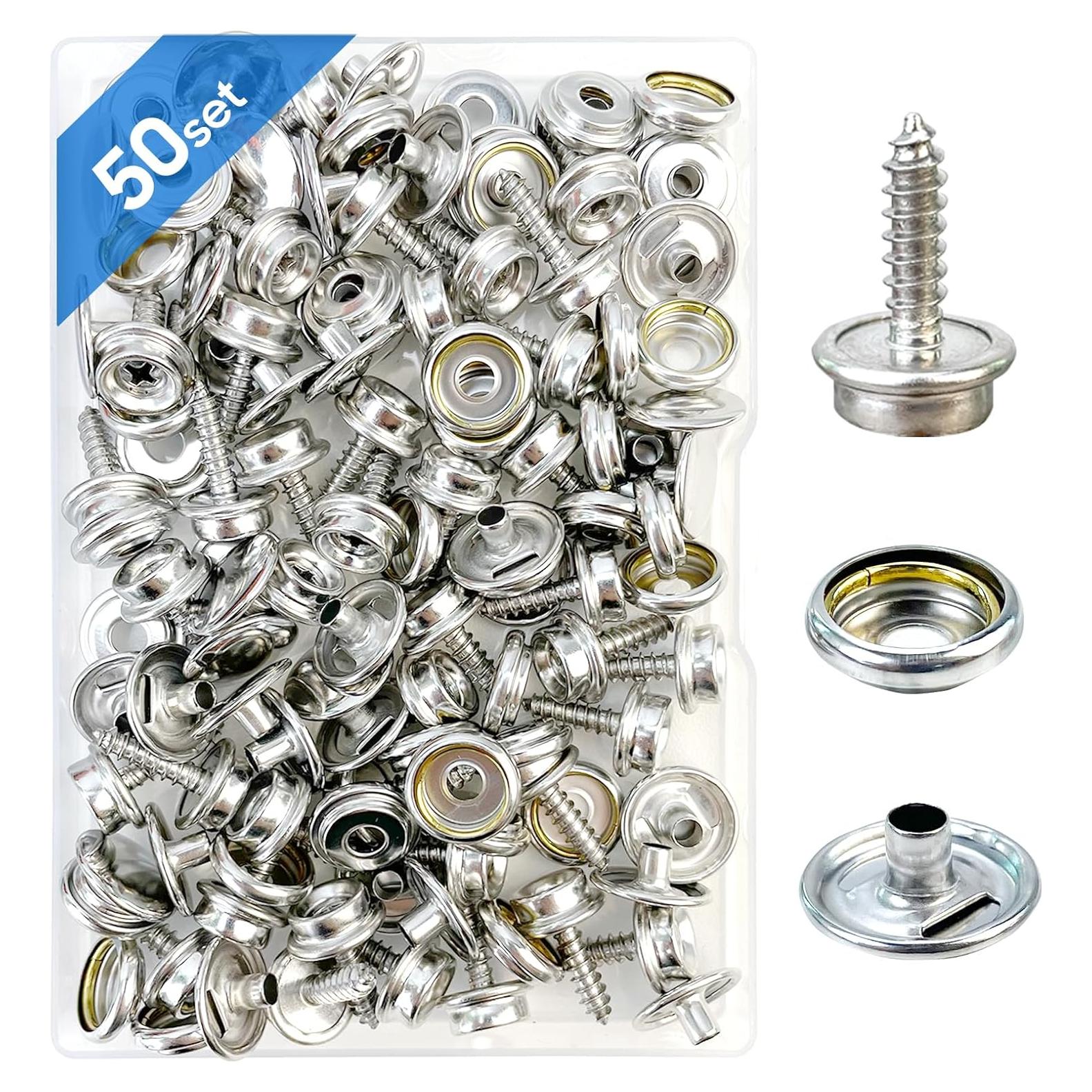Kit de Botones de Lona Rexhubro 150 Piezas Acero Inoxidable