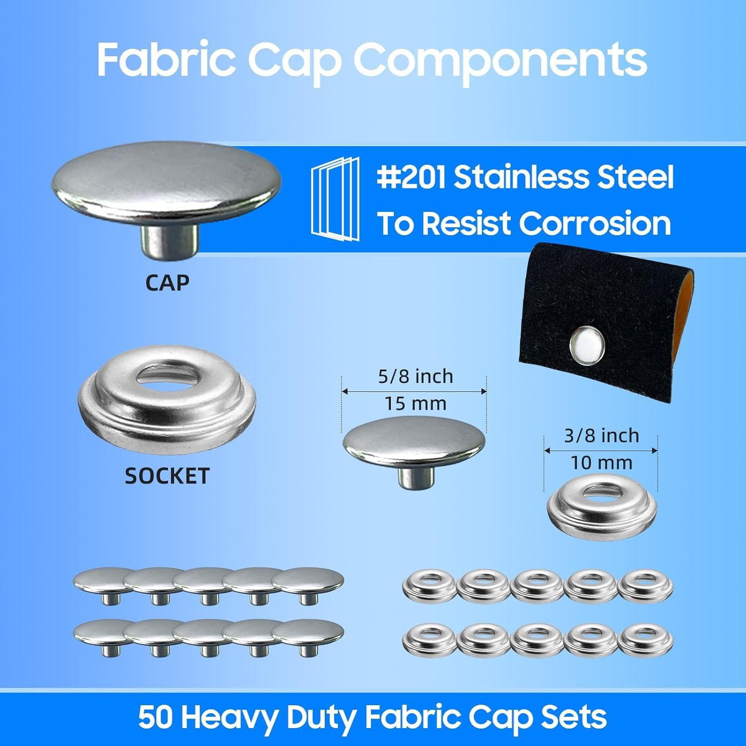 Kit de Botones de Lona Rexhubro 150 Piezas Acero Inoxidable