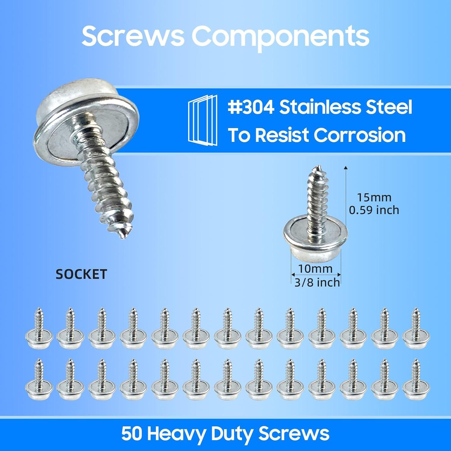 Kit de Botones de Lona Rexhubro 150 Piezas Acero Inoxidable