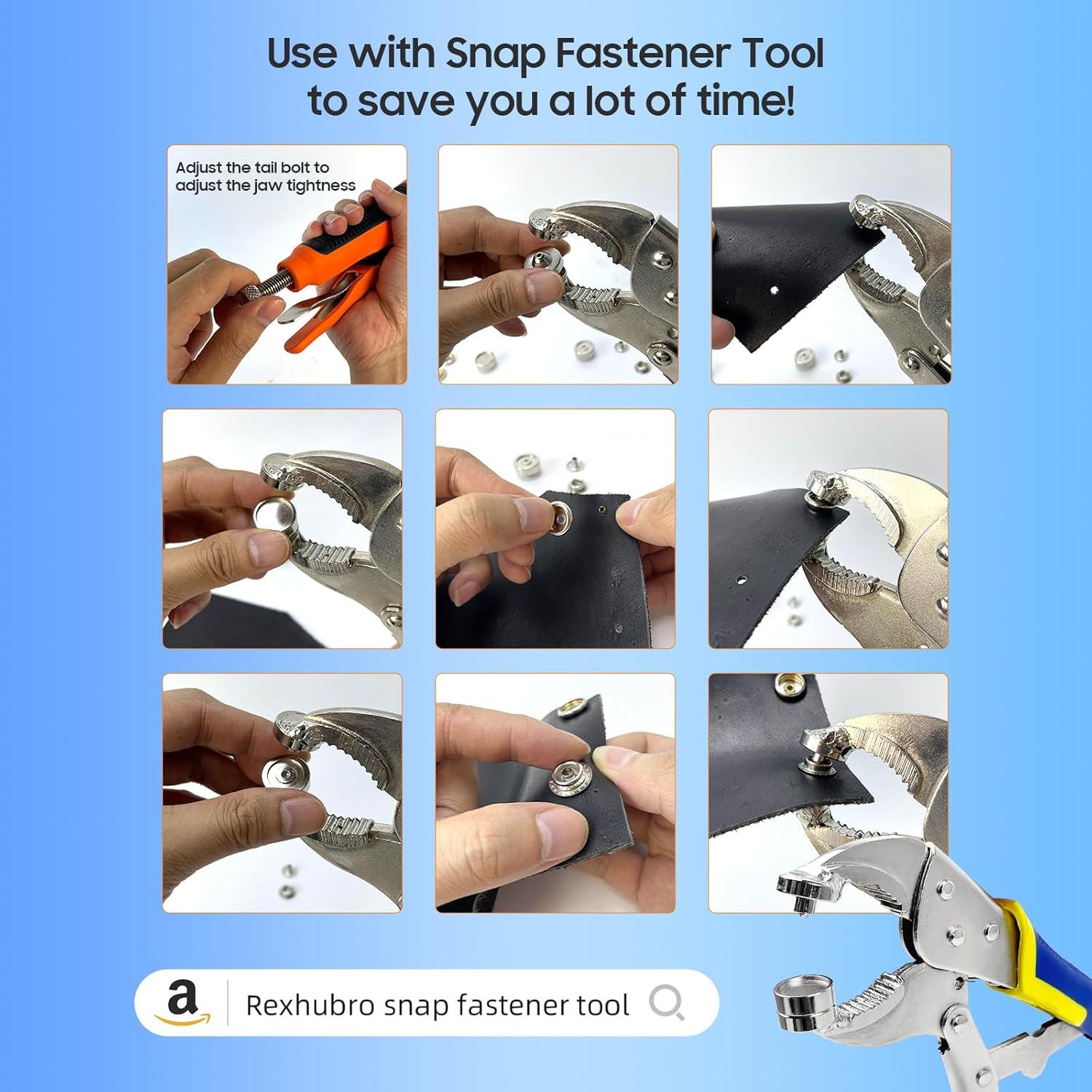 Kit de Botones de Lona Rexhubro 150 Piezas Acero Inoxidable