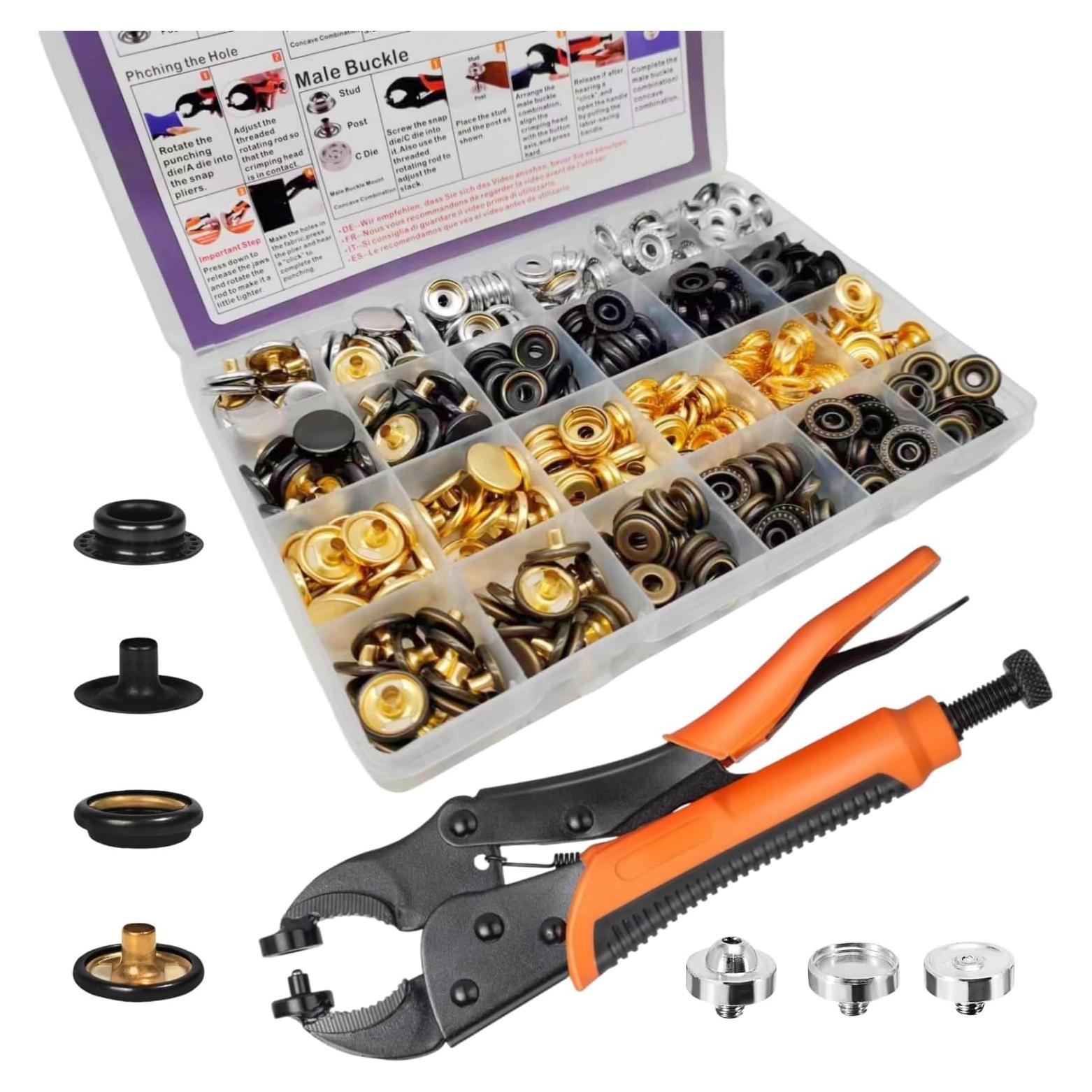 Kit de Botones a Presión SUNOR 100 Juegos 15mm 4 Colores