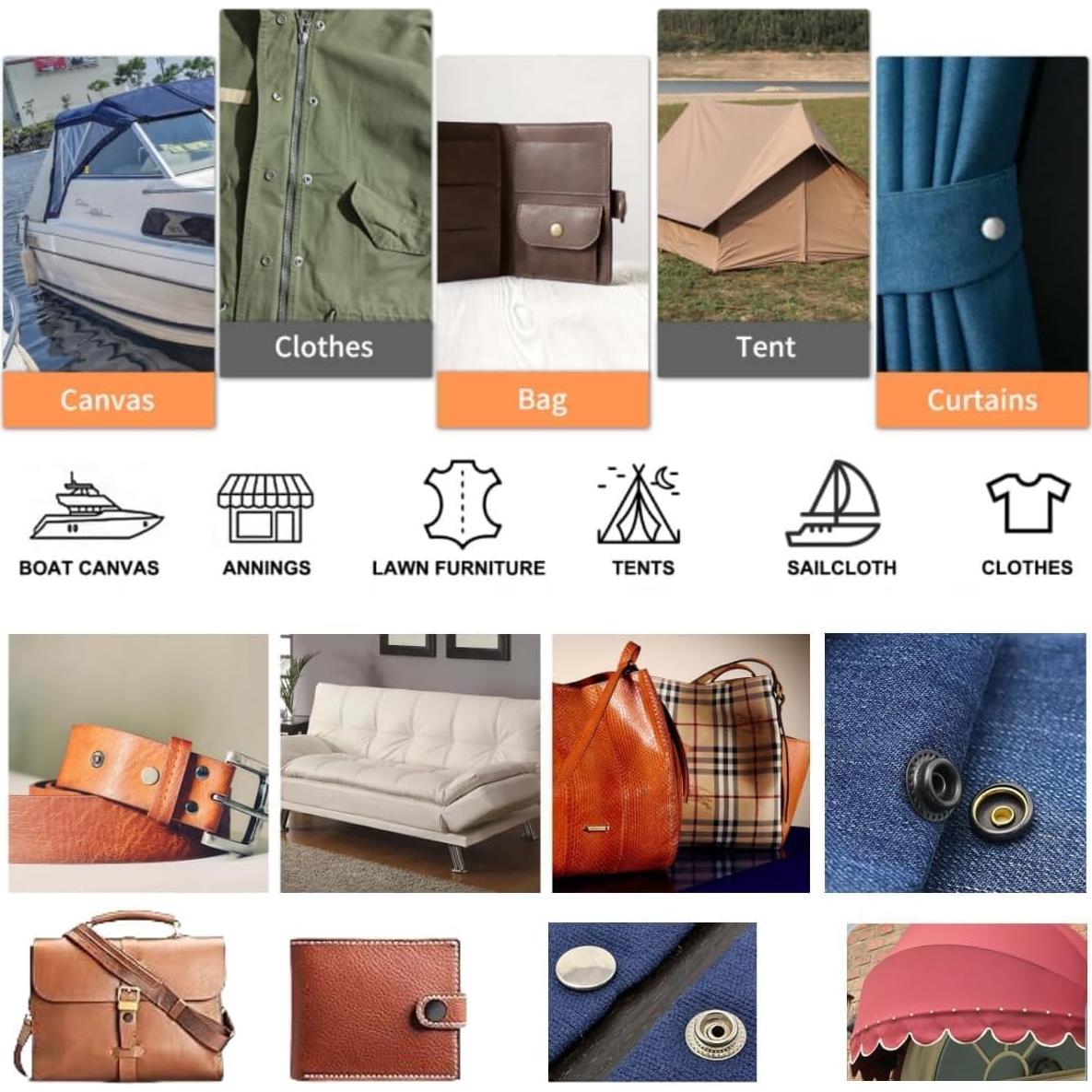 Kit de Botones a Presión SUNOR 100 Juegos 15mm 4 Colores