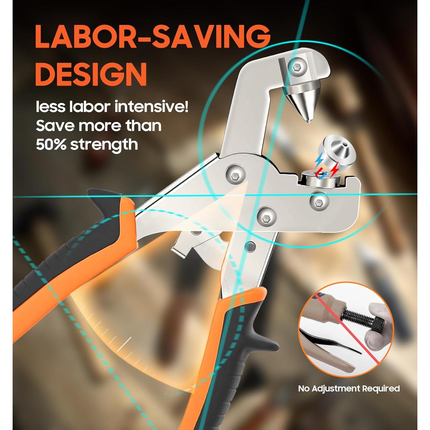 Kit de Sujetadores a Presión Toolhoper 300 Pcs 15mm Naranja