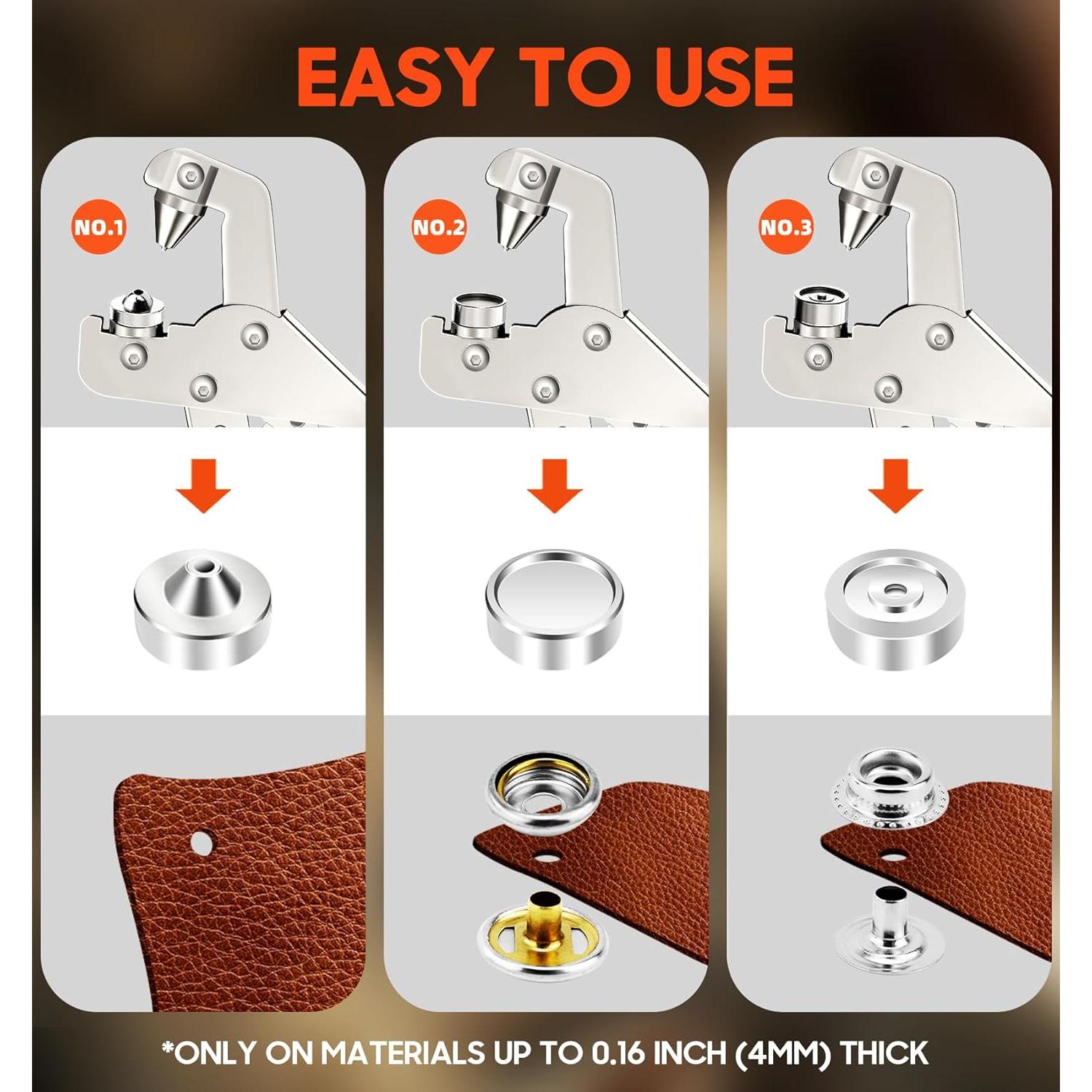 Kit de Sujetadores a Presión Toolhoper 300 Pcs 15mm Naranja