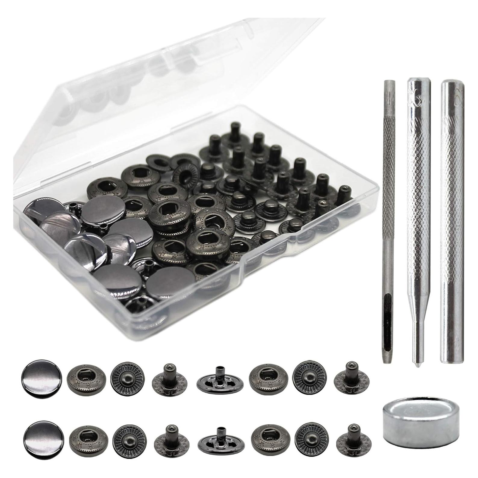 Kit de Botones a Presión Raydodo 15mm con Herramientas - Negro