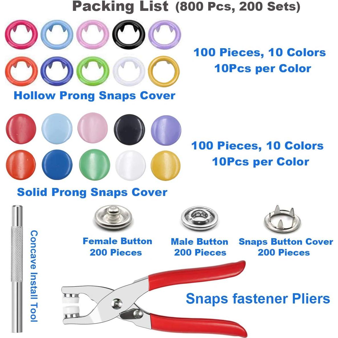 Kit de Botones a Presión EuTengHao 804 Piezas 10 Colores