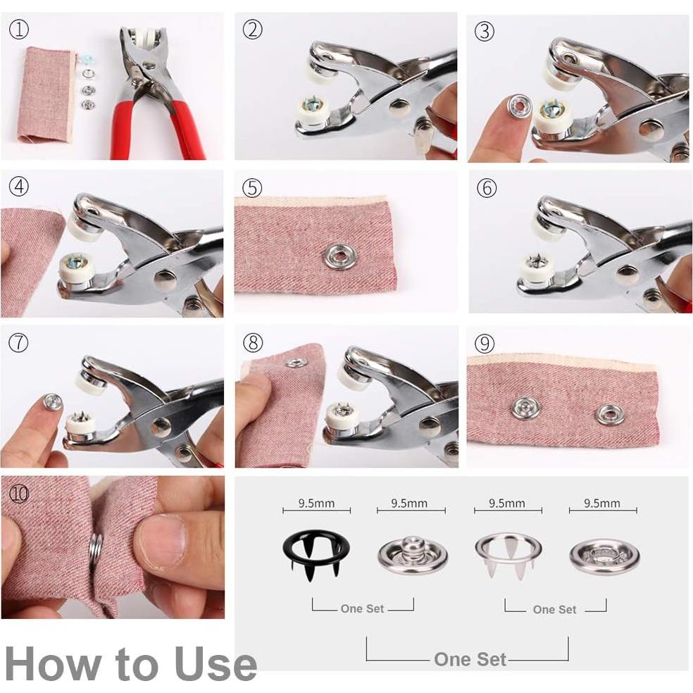 Kit de Botones a Presión EuTengHao 804 Piezas 10 Colores