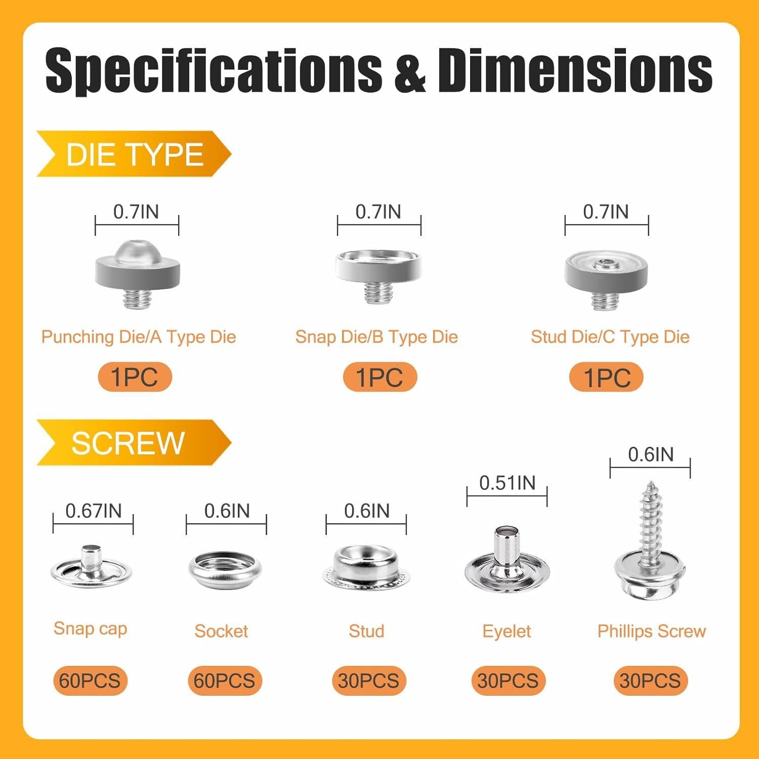Kit de Herramientas para Botones a Presión NVAAV 60 Piezas
